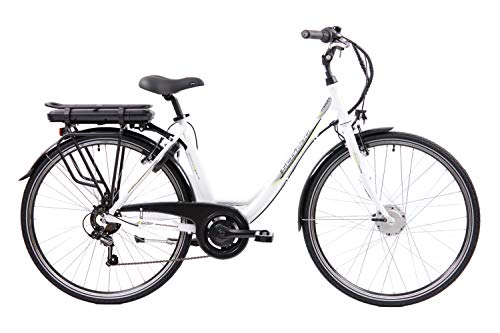 F.lli Schiano E- Moon Bicicleta eléctrica, Adultos Unisex, Blanco, 28"