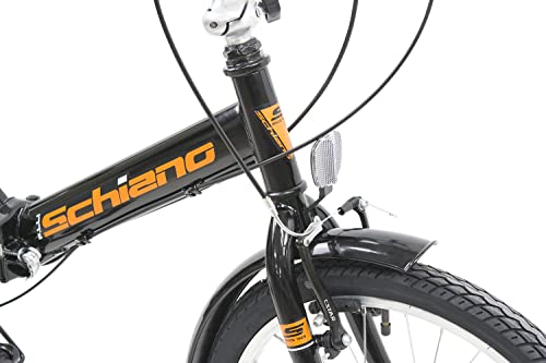 F.lli Schiano Pure Bicicleta Plegable, Unisex-Adult, Negro-Naranja, 20''