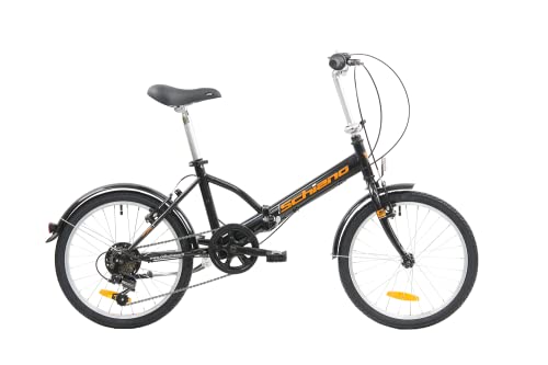 F.lli Schiano Pure Bicicleta Plegable, Unisex-Adult, Negro-Naranja, 20''