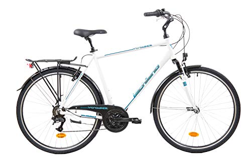 F.lli Schiano Voyager Bicicleta Trekking, Men's, Blanco-Azul, 28''