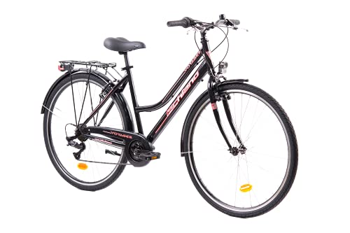 F.lli Schiano Voyager Bicicleta Trekking, Women's, Negro-Rojo, 28''