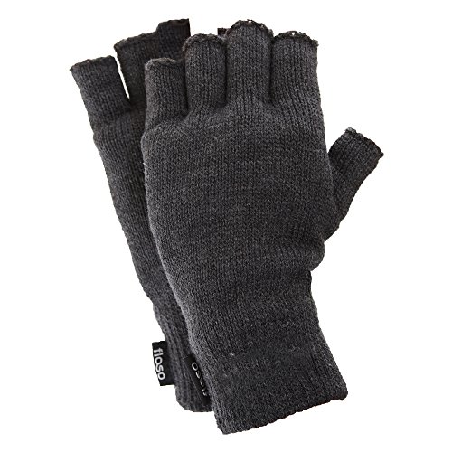 Floso- Guantes Thinsulate térmicos sin dedos para hombre (Talla única) (Negro)