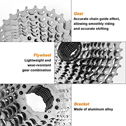 Fmlkic 9 Speed Cassette 11-32,Cassettes 9 Velocidad para Bicicletas y 3 Accesorios,Piñón del Bicycle Cassette del Volante Accesorios para Bicicleta de montaña, Bicicleta de Carretera