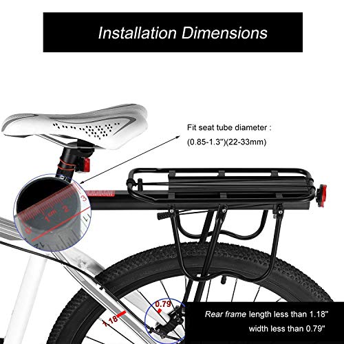 FOCHI Portaequipajes Bicicleta Trasero, Ajustable Bicicleta Portabultos MTB Aluminio con Reflector y Guardabarros Carga Máxima 50 kg