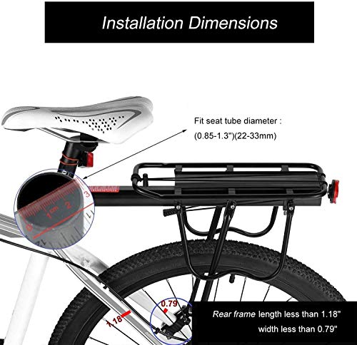 FOCHI Portaequipajes Trasero Bicicletas, MTB Bicicleta Portabultos Aluminio Liberación Rápida con Reflectorcon y Guardabarros, Carga Máxima 50 kg