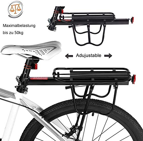 FOCHI Portaequipajes Trasero Bicicletas, MTB Bicicleta Portabultos Aluminio Liberación Rápida con Reflectorcon y Guardabarros, Carga Máxima 50 kg