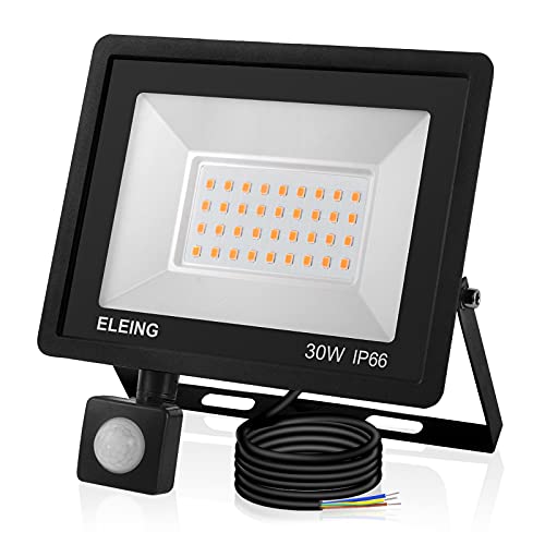 Foco LED de 30W con sensor de movimiento, luz de seguridad inteligente LED para exteriores 2400LM IP66 a prueba de agua, 6000K blanco frío, adecuado para paso, patio