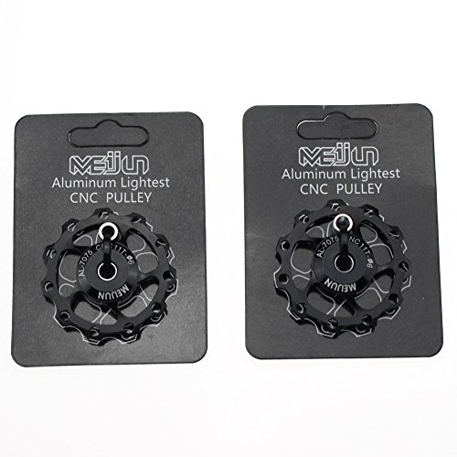 FOMTOR 11T Jockey Wheel 2 Pack Polea de desviador trasero de bicicleta de aluminio para Shimano Sram (negro)