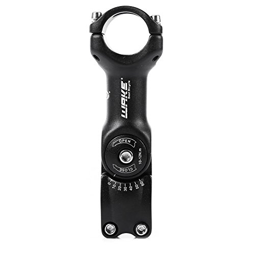 FOMTOR Eje ajustable para manillar de bicicleta de montaña de 25,4 mm 0 ~ 60 grados, para bicicleta de montaña, carretera, MTB (25,4 mm x 110 mm), color negro