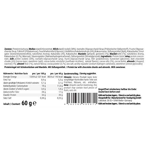 foodspring Barritas de Proteína, Sabor Cookie Dough (galleta), Pack de 12 x 60g, Lleno de sabor y energía, bajo en azúcar y alto en proteína