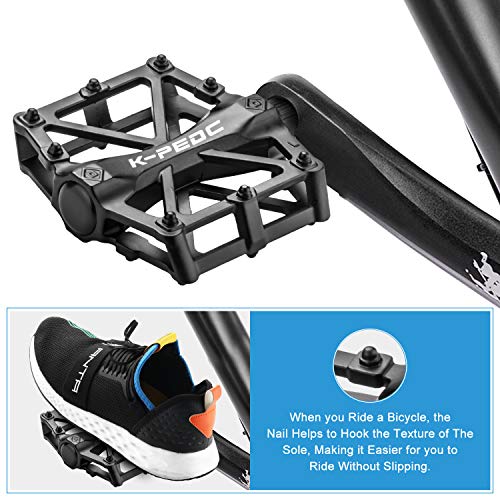 FORMIZON Pedales Bicicleta, Bicicleta de Montaña de Aleación de Aluminio Pedal 9/16 Pulgadas y Sealed los Cojinetes con Antideslizante Pedal, para Mountain Bike BMX Pedales para Montaña (B)