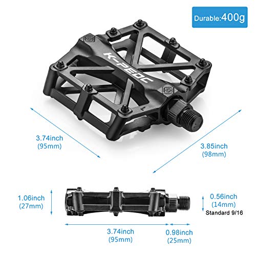 FORMIZON Pedales Bicicleta, Bicicleta de Montaña de Aleación de Aluminio Pedal 9/16 Pulgadas y Sealed los Cojinetes con Antideslizante Pedal, para Mountain Bike BMX Pedales para Montaña (B)