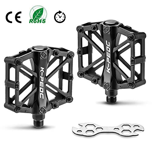 FORMIZON Pedales Bicicleta, Bicicleta de Montaña de Aleación de Aluminio Pedal 9/16 Pulgadas y Sealed los Cojinetes con Antideslizante Pedal, para Mountain Bike BMX Pedales para Montaña (B)