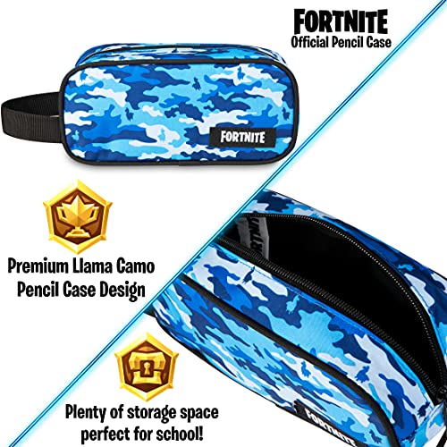 Fortnite Estuche Escolar, Estuches Escolares 20 cm, Material Escolar, Estuche Escolar Niño, Regalos Para Gamers (Camo Azul)