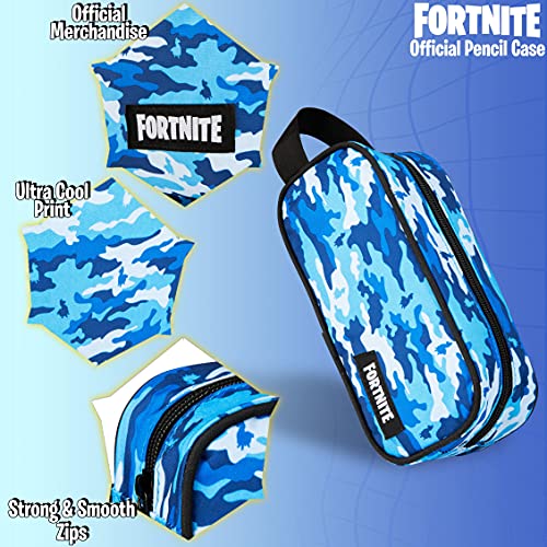 Fortnite Estuche Escolar, Estuches Escolares 20 cm, Material Escolar, Estuche Escolar Niño, Regalos Para Gamers (Camo Azul)