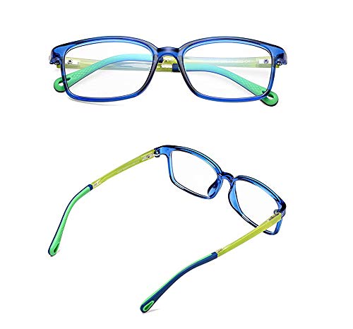 FOURCHEN Gafas de luz anti-azul para niños Gafas de computadora, protección UV Gafas antirreflejo Gafas de computadora Gafas de videojuegos para niños (Deepblue/Green)