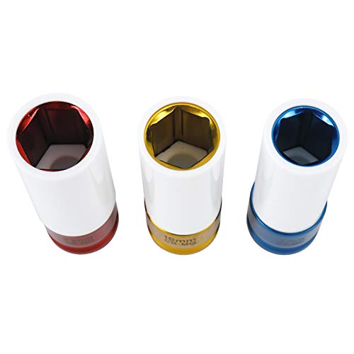 FreeTec Juego De 3 Vasos De Impacto Con Protectores Para llantas De Aluminio De 17 mm, 19 mm, 21 mm