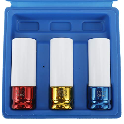 FreeTec Juego De 3 Vasos De Impacto Con Protectores Para llantas De Aluminio De 17 mm, 19 mm, 21 mm