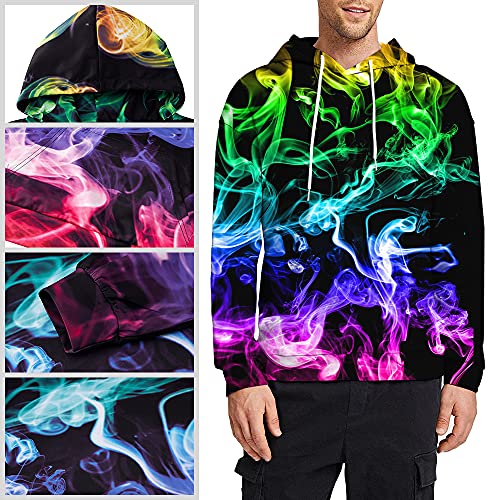 Freshhoodies Hombre 3D Fumar Imprimió Sudadera con Capucha Hoodie Planeta Suéter Deporte Capucha con Grandes Bolsillos M