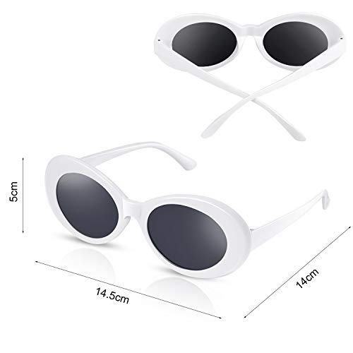 Frienda Gafas de Sol Retro Ovaladas de Disfraz Clout de Mujer Hombre (Blanco)