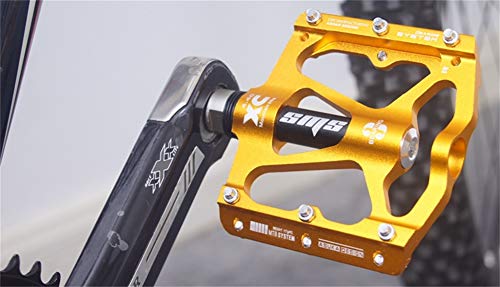 FrontStep Pedales Antideslizantes de aleación de Aluminio MTB Ligero/Bicicleta de montaña/Bicicleta/Pedal de Ciclismo/BMX con Pedales de Bicicleta de husillo de Acero CR-Mo (Dorado)