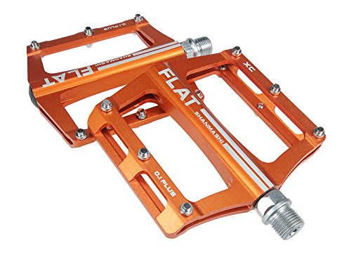 FrontStep Pedales Antideslizantes de Aluminio Pedales de Bicicleta fáciles para MTB/Pedal de Bicicleta de montaña/Pedal BMX con husillo de Acero CR-Mo (Naranja)