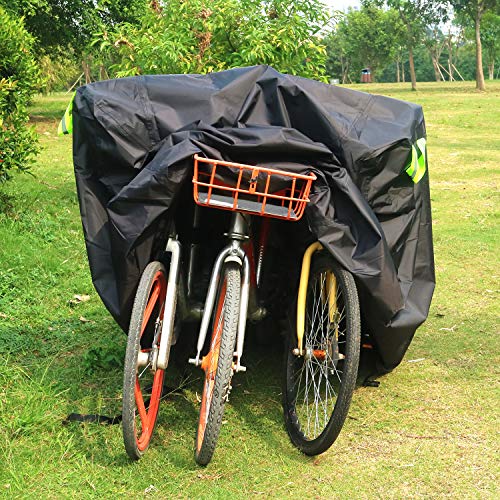 FUCNEN Funda Bicicleta Exterior Impermeable para 3 Bicicletas Cubre bicis Exterior Resistente Oxford 210D Antipolvo/protección UV para Bicicletas de montaña/Carretera/Bicicleta 3 Ruedas, Funda Bici L