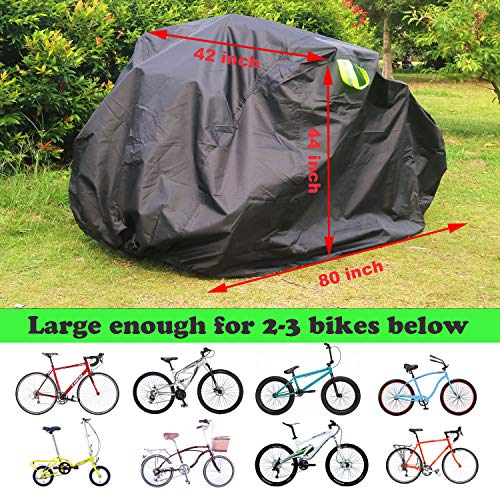 FUCNEN Funda Bicicleta Exterior Impermeable para 3 Bicicletas Cubre bicis Exterior Resistente Oxford 210D Antipolvo/protección UV para Bicicletas de montaña/Carretera/Bicicleta 3 Ruedas, Funda Bici L