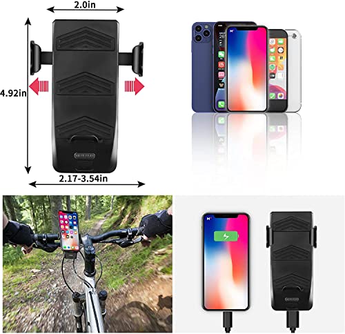 Fulabo Luz Bicicleta, 3 LED 4000 mAh Bicicleta USB Recargable Impermeables Luces Delantera y Trasera con Soporte Para Teléfono con Altavoz de Potencia Móvil,Luz Bici de Montaña y Luz Bici Trasera