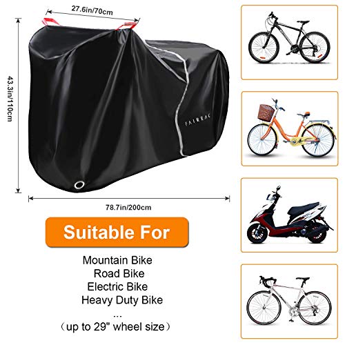 Funda Bicicleta Exterior Impermeable, Cubierta Bicicleta con Tejido 210D Premium, Contra Lluvia Sol Polvo para Bicicletas de Montaña y Carretera, Funda Bicicleta Plegable con Bolsa de Almacenamiento