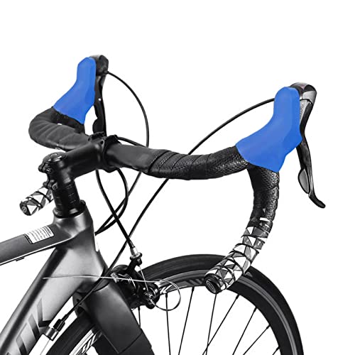 Funda de cambio de marchas, funda de silicona para palanca de freno de bicicleta, funda protectora de transmisión para bicicleta de carretera y MTB, protector de agarre de palanca de freno negro / azu