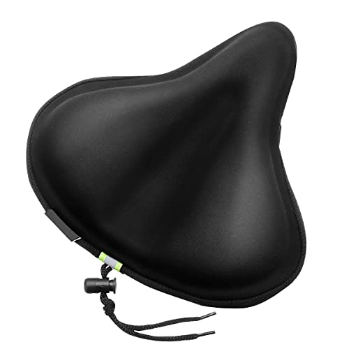 Funda Sillin Bicicleta Gel, Cubre Sillin Bicicleta Espuma Viscoelástica, Asiento de Bicicleta Gel 27x26 cm con Banda Reflectante y Funda Impermeable para Bici de Carretera, de Montaña y Urbana