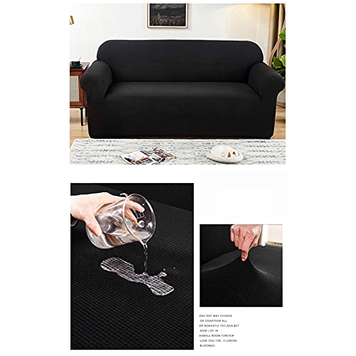 Fundas Decorativas Para Sofás, Funda De Sofá Ajustables, Funda Elástica De Sofá 1/2/3/4 Plazas, Protector De Sofá Antideslizante, Cubre Sofa Impermeable, Antiarrugas Lavable(Color: Black,Size:4 S