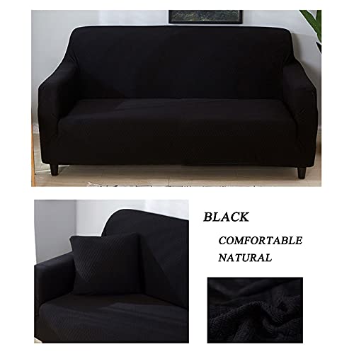 Fundas Decorativas Para Sofás, Funda De Sofá Ajustables, Funda Elástica De Sofá 1/2/3/4 Plazas, Protector De Sofá Antideslizante, Cubre Sofa Impermeable, Antiarrugas Lavable(Color: Black,Size:4 S