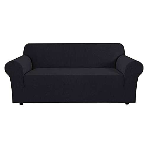 Fundas Decorativas Para Sofás, Funda De Sofá Ajustables, Funda Elástica De Sofá 1/2/3/4 Plazas, Protector De Sofá Antideslizante, Cubre Sofa Impermeable, Antiarrugas Lavable(Color: Black,Size:4 S