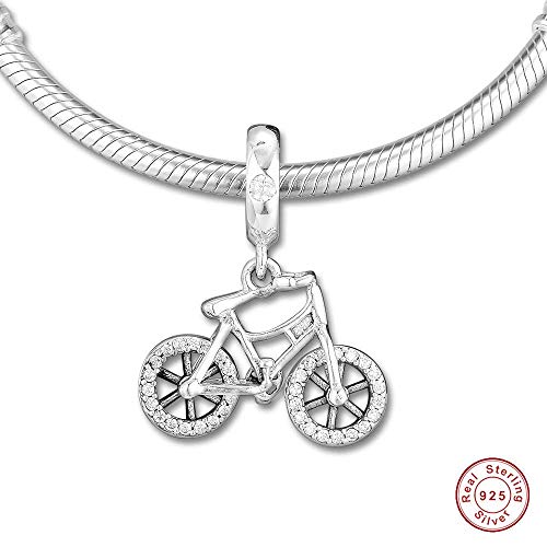 FUNSHOPP Abalorio colgante de bicicleta de primavera brillante de 2019, plata 925, compatible con pulseras Pandora originales