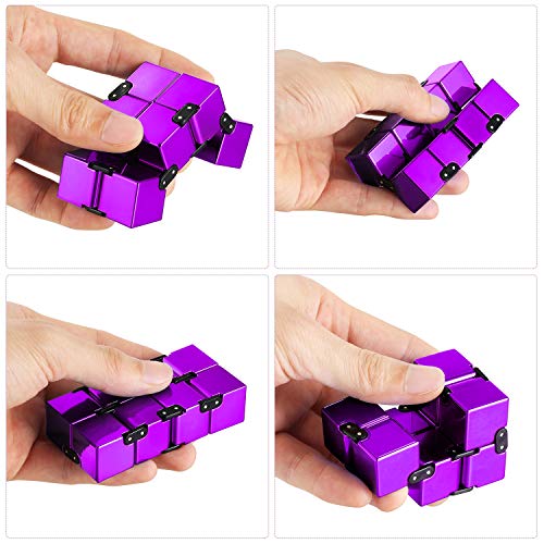 Funxim Infinity Cube Toy para Adultos y niños, versión Nueva Fidget Finger Toy Stress y Ansiedad, Killing Time Fidget Toys Infinite Cube para Office Staff (Púrpura)