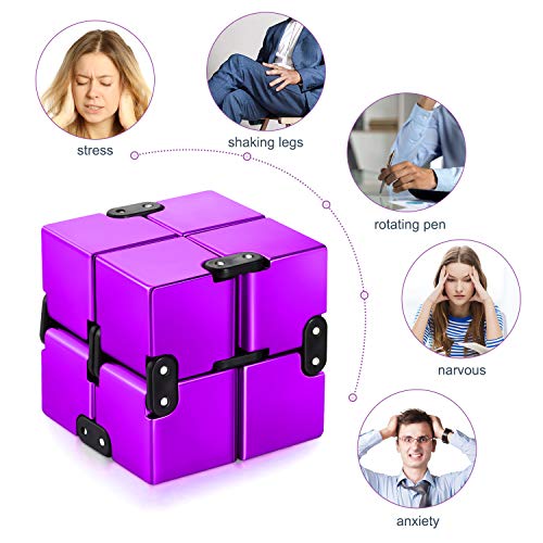 Funxim Infinity Cube Toy para Adultos y niños, versión Nueva Fidget Finger Toy Stress y Ansiedad, Killing Time Fidget Toys Infinite Cube para Office Staff (Púrpura)