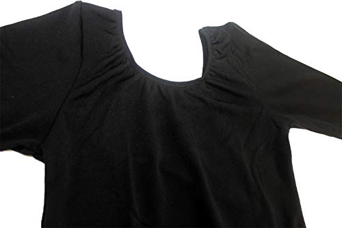 furein Maillot de Danza Ballet Gimnasia Leotardo Body Clásico Elástico para Niña de Manga Larga Cuello Redondo (6 años, Negro)