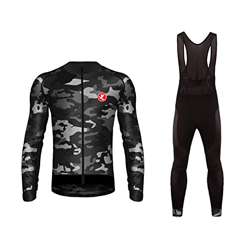 Future Sports Bike Wear Hombres Invierno Térmico Ropa de Ciclismo Bicicleta Conjunto Traje de Ropa Deportiva Jersey de Manga Larga + Pantalones Respirable Secado Rápido/Bodies