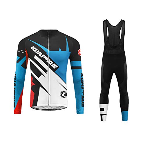 Future Sports MTB Invierno Termo Maillot de Ciclismo Hombre Mangas Largas Ropa para Bicicleta 20D Cojín Conjunto Bici de Montaña Chaqueta+Bib Pantalones Culote de Ciclista Largo