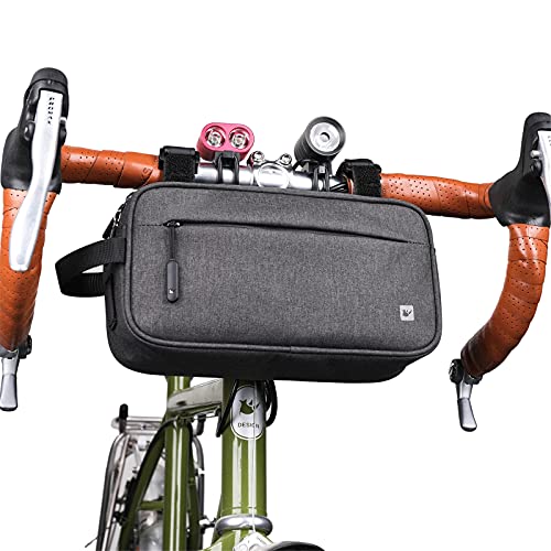 G-raphy Bolsa Multifuncional para Manillar de Bicicleta Impermeable Bolsa de Manillar de Bicicletas de Carretera y de Montaña para para Cuadro Superior con Correa de Hombro Desmontable (Gris)