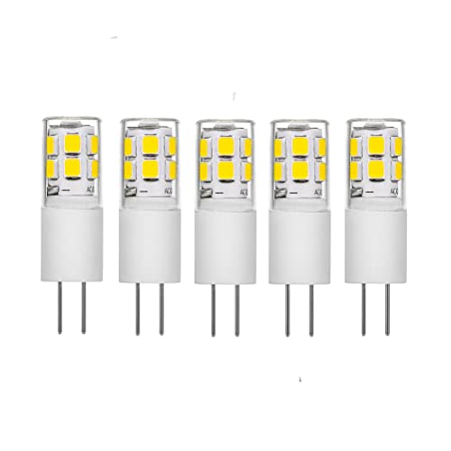 G4 led 12V 2W Equivalente a 20W halógena, Blanco Frío 6000K, Sin Parpadeo 200LM, Talla pequeña, 5 pcs (Blanco Frío)