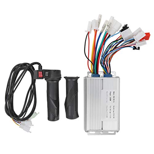 GAESHOW Kit de controlador de acelerador de bicicleta eléctrica 36V/48V 350W Rojo Negro Interruptor de tres velocidades Kit de controlador sin escobillas Mango de acelerador para bicicleta eléctrica S