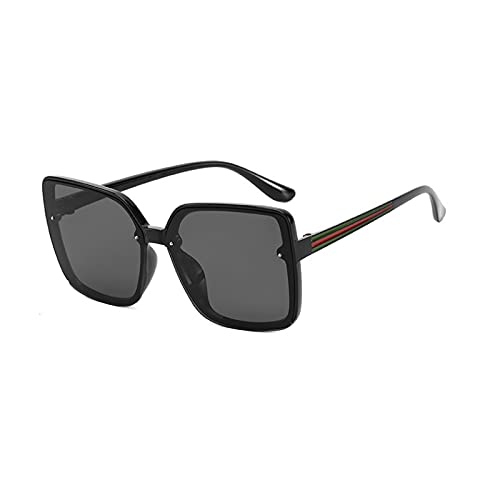 Gafas de sol de gran tamaño para mujer, estilo retro, ligero, lentes grandes, gafas de sol para mujer, protección UV400 2021, Marco negro + lente negra,