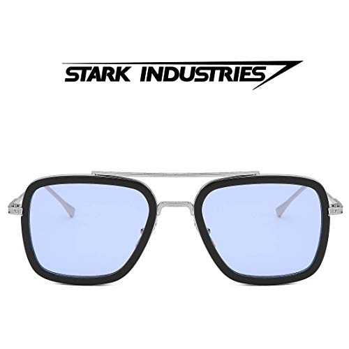 Gafas de sol retro Gafas de sol cuadradas Tony Stark Gafas de sol con montura de metal para hombres Mujeres Gafas de sol Downey Tamaño 1: 1