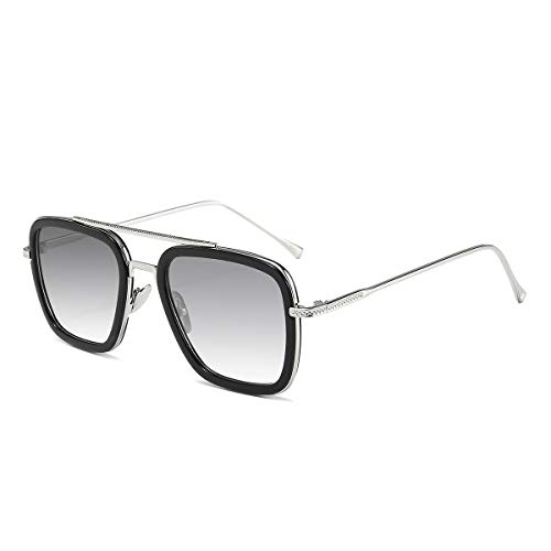 Gafas de sol Retro Tony Stark Gafas Vintage Gafas Cuadradas Marcos de Metal para Mujer Hombre Iron Man Gafas de sol Tony Stark Mismo Color