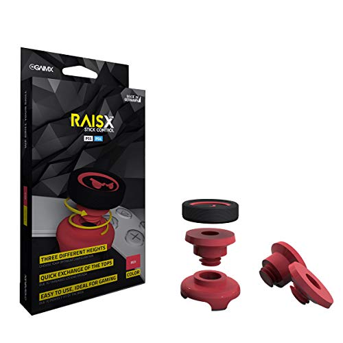 GAIMX RAISX CORE PS5 PS4 Stick Control Aim/Ayuda de objetivo, optimizador de Aim, para Playstation 4 y 5 accesorios, extensión de barra de pulgar en tres alturas diferentes (rojo)