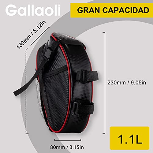 Gallao Bolsa Bicicleta Sillín de Impermeable de Material Especial Reflectante,Kit Parches Bici Autoadhesivo Reparación Neumáticos para MTB Bici Carretera Montaña Compatible con Botella de Agua