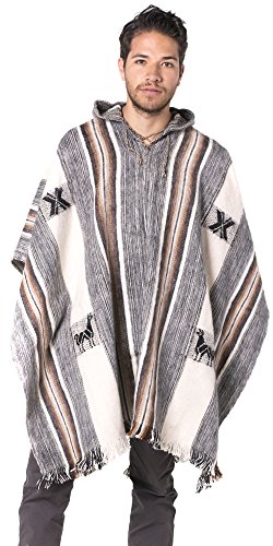Gamboa Poncho de Alpaca con Capucha Poncho Rústico Hecho a Mano